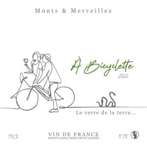 Étiquette de vin blanc A Bicyclette 2022 produite par le domaine Monts & Merveilles